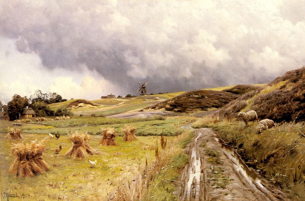 Peder Mork Monsted A Pastoral Landscape after a Storm